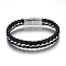 Leather Cord Bracelets, with 304 Stainless Steel Magnetic Clasps, Black, Stainless Steel Color, 9 inch(22.8cm), 11.5mm