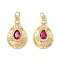 Rack Plating Brass Micro Pave Clear & Violet Cubic Zirconia Pendants, Cadmium Free & Nickel Free & Lead Free, Long-Lasting Plated, Teardrop, Real 18K Gold Plated, 20.5x12x4mm, Hole: 2.5mm