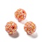 Acrylic Rhinestone Ball Beads, Sparkling Beads with Hexagon Patterns, Round, Dark Orange, 20x18.5mm, Hole: 2.8mm