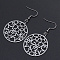 Tarnish Resistant 201 Stainless Steel Dangle Earrings, Ring with Star, Stainless Steel Color, 54mm, Pin: 0.6mm