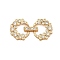 Brass Micro Pave Clear Cubic Zirconia Fold Over Clasps, Cadmium Free & Nickel Free & Lead Free, Flower, Real 18K Gold Plated, 27x13.5x4.5mm, Hole: 4x1mm