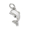 Brass with Shell Charms, Dolphin, Platinum, 9.5x14x2mm, Hole: 3mm
