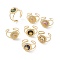 Natural Gemstone Sun Open Cuff Ring, Gold Plated 304 Stainless Steel Jewelry for Women, US Size 8 1/2(18.5mm)