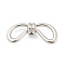 Brass Connector Charms, Bowknot Links, Silver, 11.5x25.5x6.5mm, Hole: 1.8mm