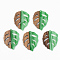 Opaque Resin & Walnut Wood Pendants, Leaf, Green, 37x28x3mm, Hole: 2mm