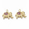 Brass Micro Pave OldRose Cubic Zirconia Charms, with Jump Rings, Nickel Free, Elephant Shape, Real 16K Gold Plated, 13.5x20x3.5mm, Jump Ring: 5x0.8mm, 3.4mm inner diameter