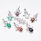 Natural & Synthetic Mixed Stone Pendants, Angel, with Brass Finding, Platinum, 34x25.5x4.5~6.5mm, Hole: 4~5x7mm