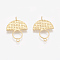Brass Links connectors, Cadmium Free & Lead Free & Nickel Free, Mushroom, Raw(Unplated), 27.5x21x1mm, Hole: 1.6mm