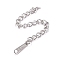 Tarnish Resistant 304 Stainless Steel Chain Extender, Curb Chain, with 202 Stainless Steel Chain Tabs, Teardrop with Word, Stainless Steel Color, 67mm, Link: 3.7x3x0.5mm, Chain Tabs: 10x2.5x0.5mm