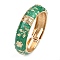 Vintage Elegant Flower Alloy Hinged Bangles for Women's Holiday Wear, Green, Inner Diameter: 2-3/8 inch(6cm)