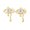 Rack Plating Brass Micro Pave Cubic Zirconia Pendants, with Glass, Long-Lasting Plated, Evil Eye, with Jump Ring, Real 18K Gold Plated, White, 41.5x31x6.5mm