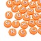 Plating Opaque Acrylic Beads, Metal Enlaced, Flat Round with Letter, Dark Orange, 10x6mm, Hole: 1.8mm, about 632pcs/200g