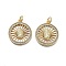 Brass Micro Pave Cubic Zirconia Pendants, with Jump Ring and Shell, Long-Lasting Plated, Cadmium Free & Lead Free Charms, Real 18K Gold Plated, Flat Round, 21.5x17.5x3mm, Hole: 3mm