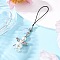 Angel Glass Seed Beads Mobile Straps, with Cord Loop, with PVC Mobile Dustproof Plugs, Antique Silver, Clear AB, 96.5mm