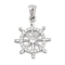 304 Stainless Steel Micro Pave Cubic Zirconia Pendants, Anchor Charm, Stainless Steel Color, 24x20x2.5mm, Hole: 3x6mm
