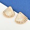 Brass Stud Earrings, Shell Shape, Real 18K Gold Plated, 29.5x30mm