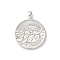 Rack Plating Brass Clear Cubic Zirconia Pendants, Long-Lasting Plated, Lead Free & Cadmium Free, Flat Round with Moon, Platinum, 24x19x4mm, Hole: 4x2mm