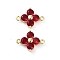 Rack Plating Brass Pave Cubic Zirconia Connector Charms, Flower Links, Real 18K Gold Plated, Long-Lasting Plated, Lead Free & Cadmium Free, Red, 13.5x10x4mm, Hole: 1mm