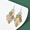 430 Stainless Steel Leaf Dangle Earrings, with Iron Earring Hooks, Platinum, Goldenrod, 79mm