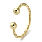 Rack Plating Brass Cuff Bangles, Torque Bangles, Lead Free & Cadmium Free, Real 18K Gold Plated, Inner Diameter: 2-7/8x2-3/8 inch(7.2x6.1cm)