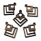 Walnut Wood Hollow Pendants, Rhombus Charms, Undyed, Coffee, 36x29.5x2mm, Hole: 2mm
