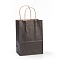 Pure Color Kraft Paper Bags, with Handles, Gift Bags, Shopping Bags, Rectangle, Black, 15x8x21cm
