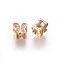 Brass Micro Pave Cubic Zirconia Slide Charms, Butterfly, Clear, Golden, 7x8x5.5mm, Hole: 2x5mm