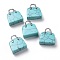 Synthetic Turquoise Brass Pendants, Platinum, Bag, 27.5x25x10mm, Hole: 6mm