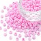 6/0 Glass Seed Beads, Macaron Color, Round Hole, Round, Pearl Pink, 4~4.5x3mm, Hole: 1~1.2mm, about 4500pcs/bag, about 450g/bag.