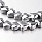 Electroplate Non-magnetic Synthetic Hematite Bead Strands, Heart, Platinum Plated, 6x6x3mm, Hole: 1mm, about 71pcs/strand, 15.7 inch