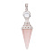 Natural Rose Quartz Pendants, Cone, 61mm