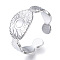 Non-Tarnish 304 Stainless Steel Evil Eye Open Cuff Ring for Women, Stainless Steel Color, US Size 7 1/4(17.5mm)