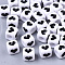 Opaque Acrylic Beads, Cube with Heart, Black, 6x6x6mm, Hole: 3.5mm, about 3200pcs/500g