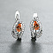 Brass Micro Pave Cubic Zirconia Hoop Earrings, Teardrop, Platinum, Dark Orange, 16x7mm