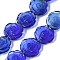 Glass Beads Strands, Flower, Blue, 15~16x15~16x6~7mm, Hole: 0.8mm, about 25pcs/strand, 14.76''(37.5cm)