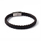 Leather Braided Cord Bracelets, with 304 Stainless Steel Magnetic Clasps, Stainless Steel Color, 215x8x5mm
