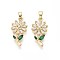 Brass Micro Pave Cubic Zirconia Pendants, Flower, Real 16K Gold Plated, 22.5x11x4mm, Hole: 3x5mm