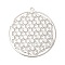 Rack Plating Brass Filigree Pendants, Long-Lasting Plated, Cadmium Free & Nickel Free & Lead Free, Flat Round with Flower, Platinum, 32x30x0.3mm, Hole: 1.2mm