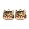Alloy Enamel Pendants, Cadmium Free & Nickel Free & Lead Free, Golden, Cat Head Charm, Colorful, 17x17x2mm, Hole: 2mm
