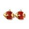 304 Stainless Steel Enamel Pendants, Fish Charm, Golden, Red, 16x17x6mm, Hole: 1.6mm