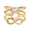 Adjustable Brass Micro Pave Clear Cubic Zirconia Cuff Rings, Open Rings, Wide Band Rings, Infinity, Heart, Lock, Real 18K Gold Plated, Size 7, Inner Diameter: 17mm