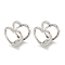Heart Brass Hoop Earrings, Real Platinum Plated, 10.5x12.5mm