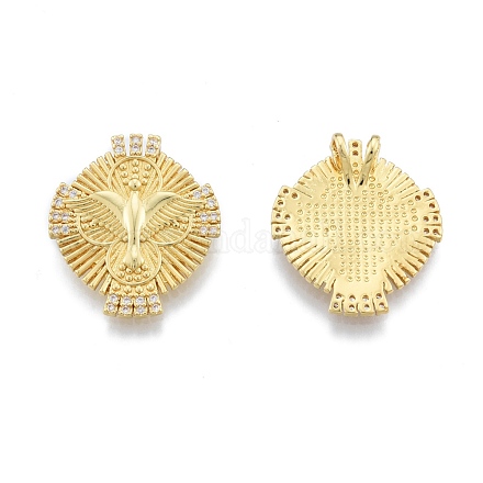 Латунные микропаве прозрачные подвески с фианитом KK-G431-16G-1