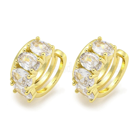 Серьги-каффы из латуни с микропаве и кубическим цирконием EJEW-C104-061G-1