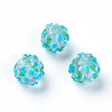 Ручной работы ухабистым Шарики Lampwork LAMP-E021-07A-1