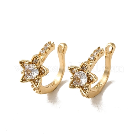 Серьга-кафф из латуни с микропаве и цирконием EJEW-L271-09KCG-02-1