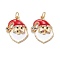 Christmas Themed Brass Micro Pave Cubic Zirconia Pendants, with Enamel and Jump Ring, Long-Lasting Plated, Santa Claus, Real 18K Gold Plated, 20x15x3mm, Jump Ring: 5x0.7mm, 3.6mm Inner Diameter