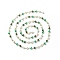 Handmade Glass Pearl Round Beaded Chains, with Brass Eye Pins, Unwelded, Green, 13x6mm, about 3.28 Feet(1m)/Box