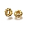 Brass Micro Pave Cubic Zirconia European Beads, Flat Round, Rack Plating, Cadmium Free & Lead Free, Long-Lasting Plated, Golden, 8x4mm, Hole: 4mm