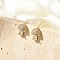 Brass Micro Pave Clear Cubic Zirconia Stud Earrings, Lead Free & Cadmium Free, Long-Lasting Plated, Rack Plating, Real 18K Gold Plated, Mushroom, 9x7mm